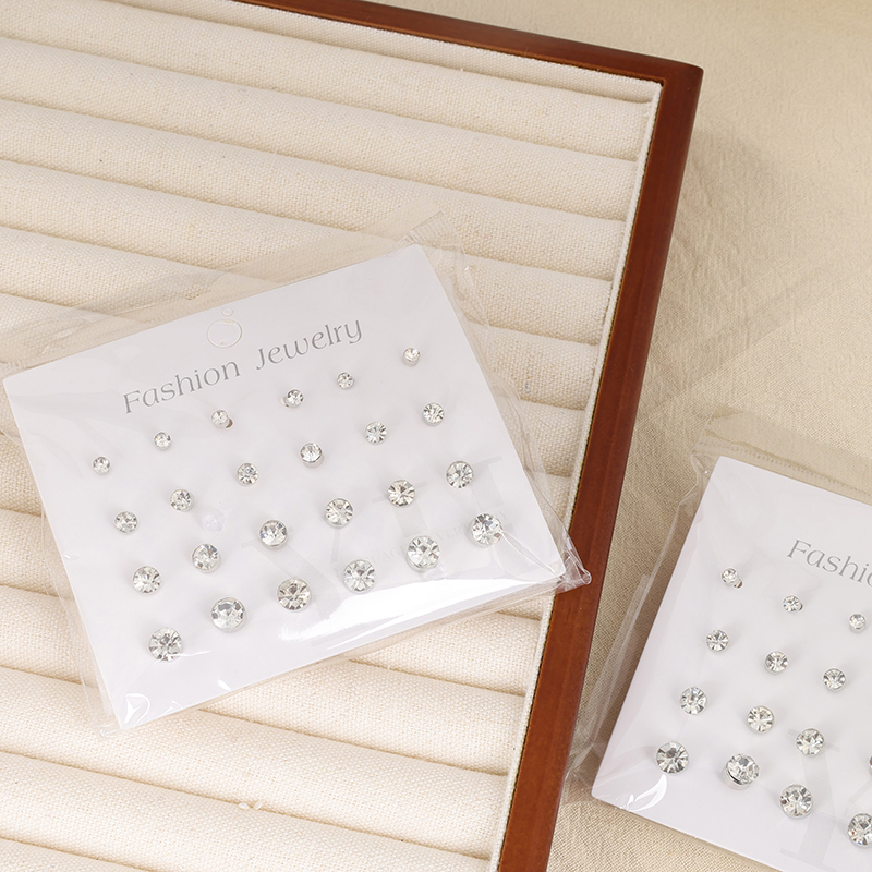 Fashion rhinestone twelve pairs of earrings