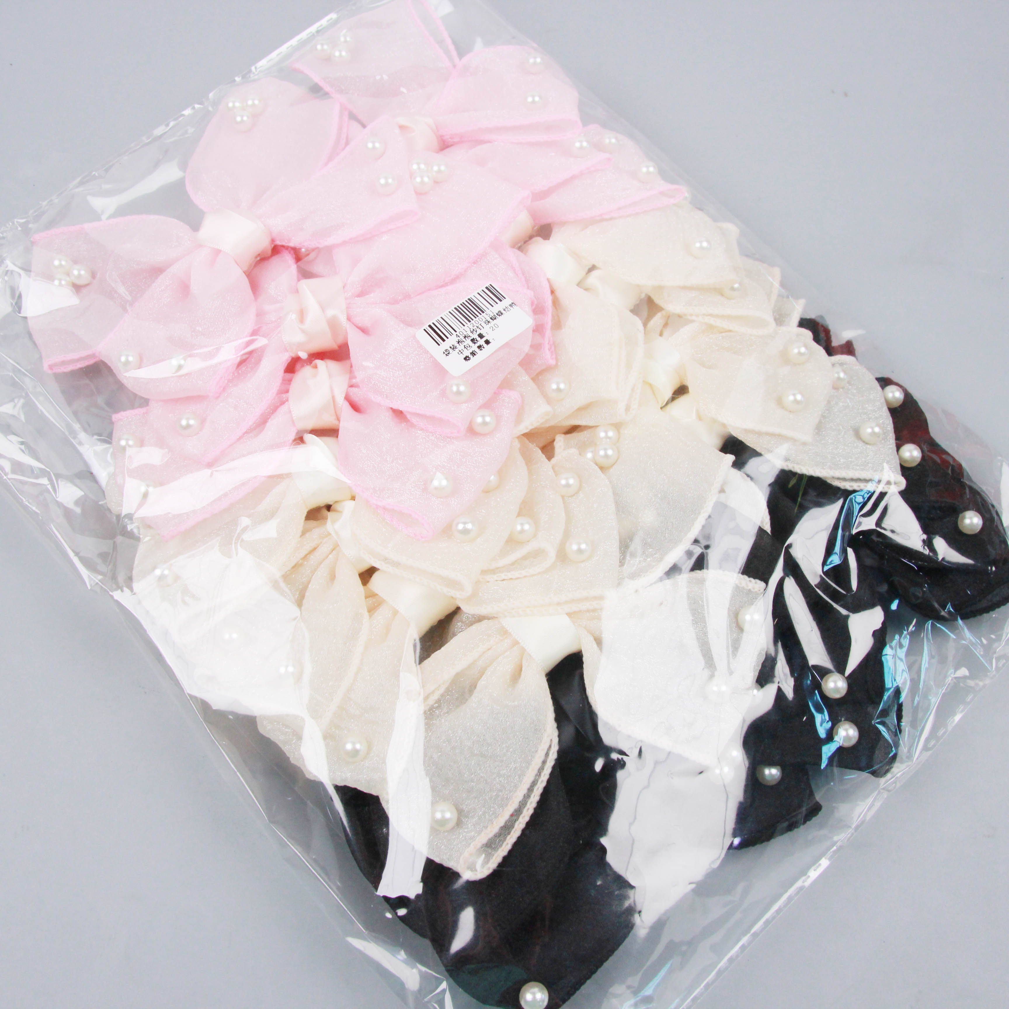 Bagged seersucker beaded bow duck clip - Image 2