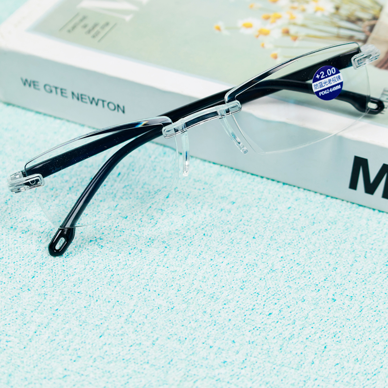 Anti-blue light tripped reading glasses 200 °