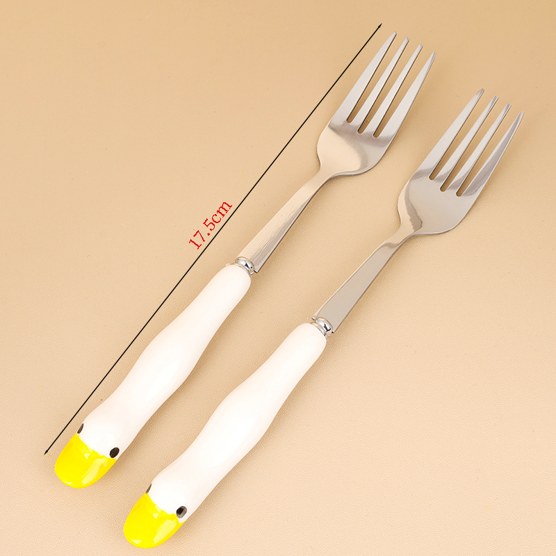 HSA-3 White Duck Ceramic Handle No. 2 Fork
