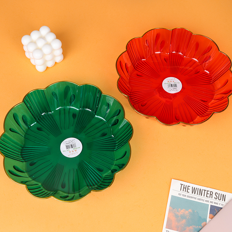 7104 gilded corrugated flower-shaped fruit plate