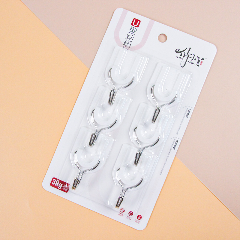 Cute Xiaoya 9102 Six U-Shaped Adhesive Hooks