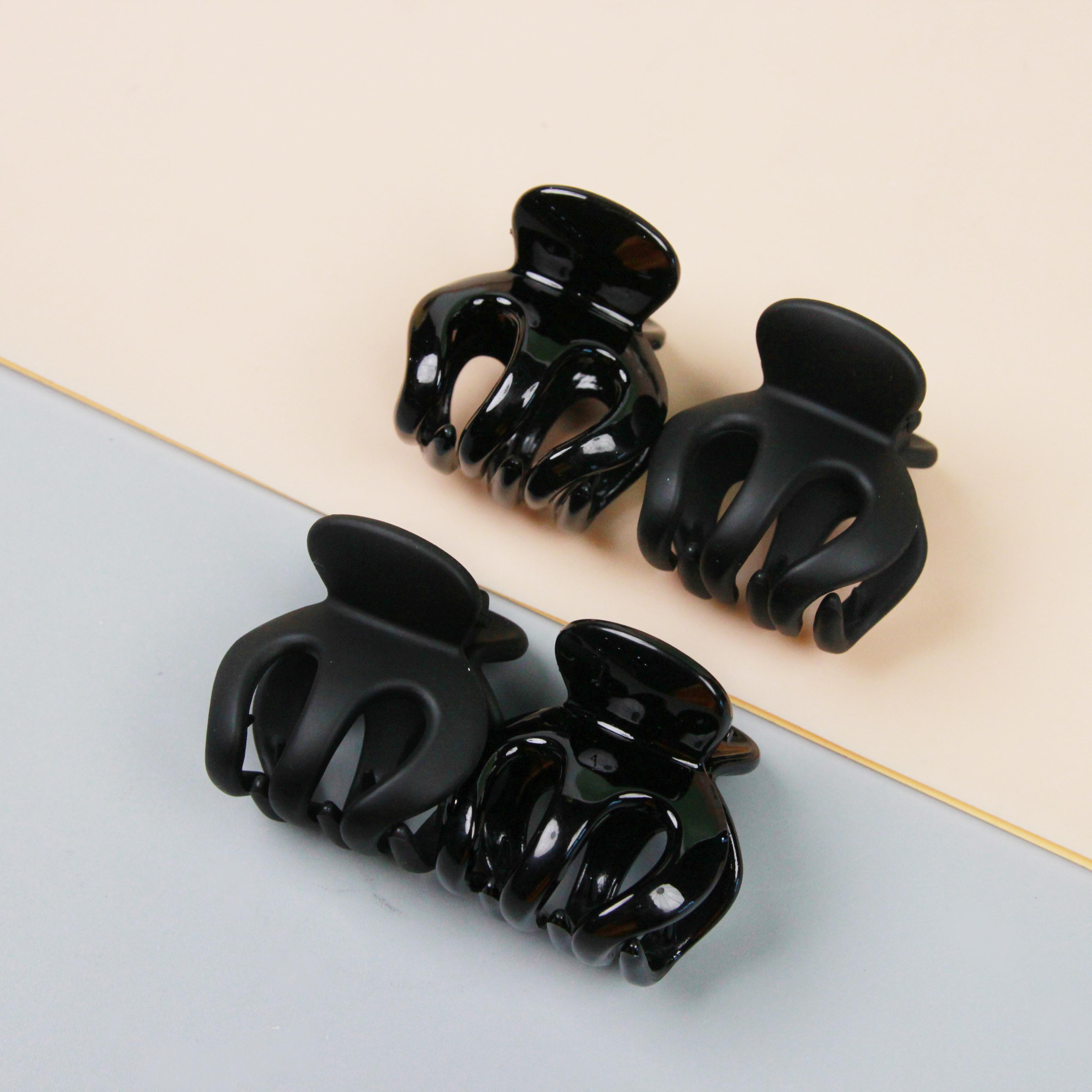 Long Black Matte Pumpkin Medium Claw Clips (Set of 2)