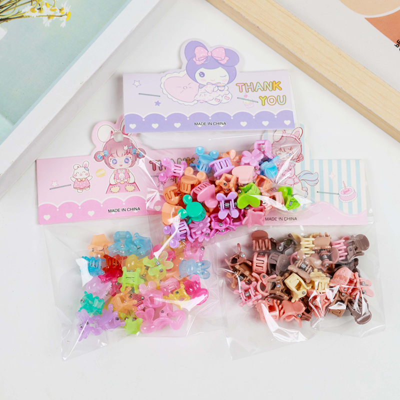 Boxed Header Cards Packaging Colorful Mini Claws Clips (Set of 30)