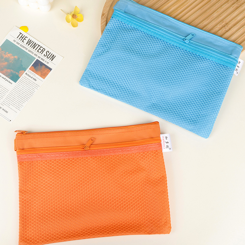 Oxford cloth double pull mesh file bag J505-A5
