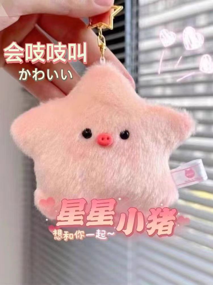 Squeaking Star Pig Keychain - Image 2