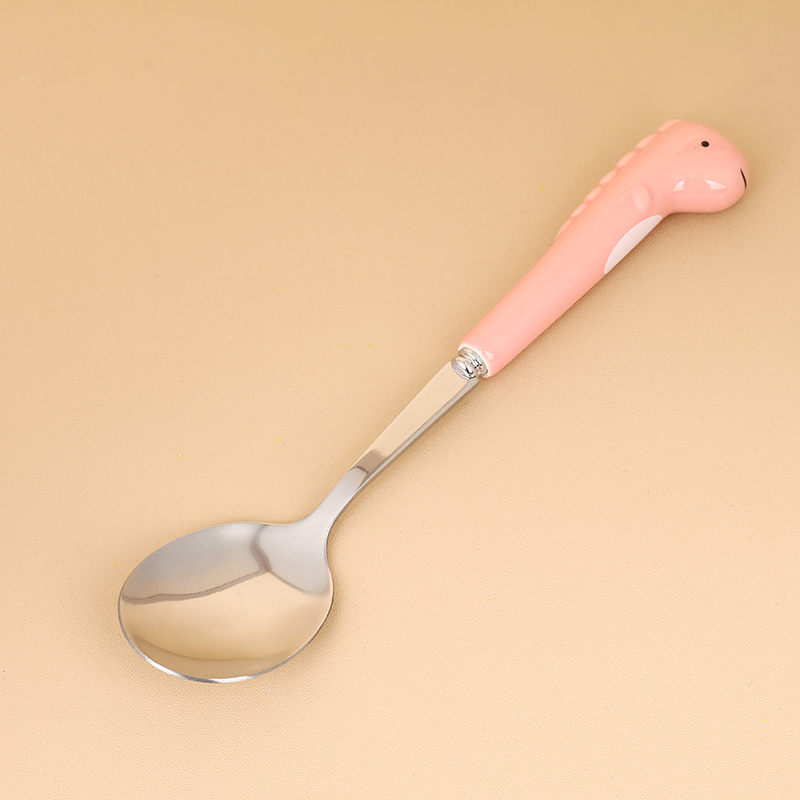 HSA-5 Dinosaur Ceramic Handle No.2 Round Spoon - Image 2
