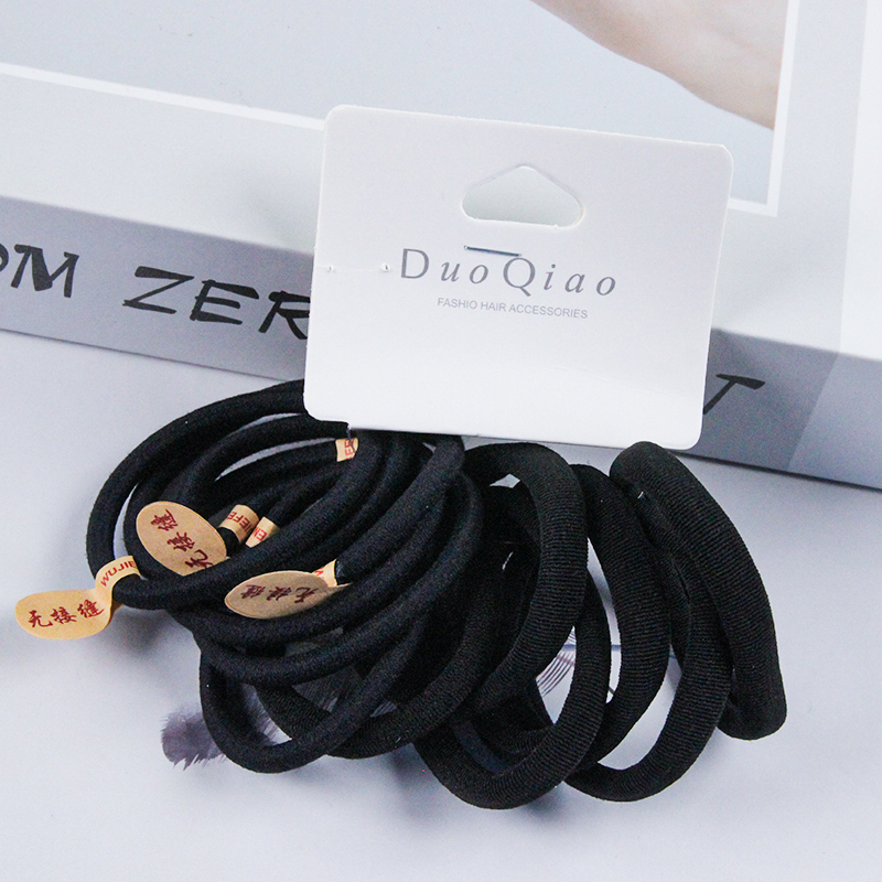 Twelve Header Cards Packaging Black Hair Ties (6+6)