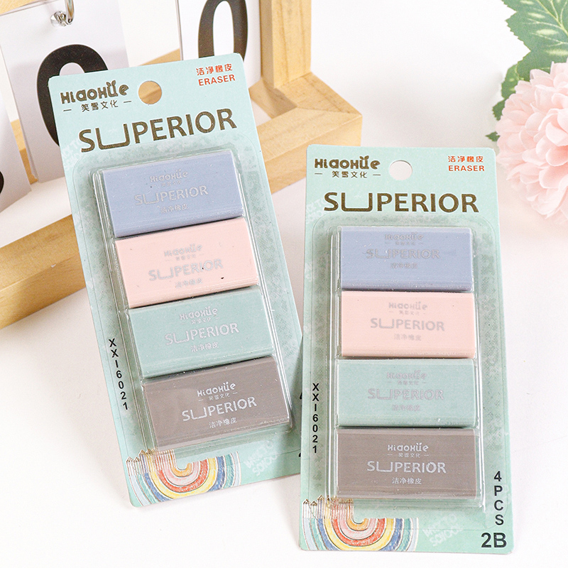 6021 Blister Card Color Eraser 4-Piece