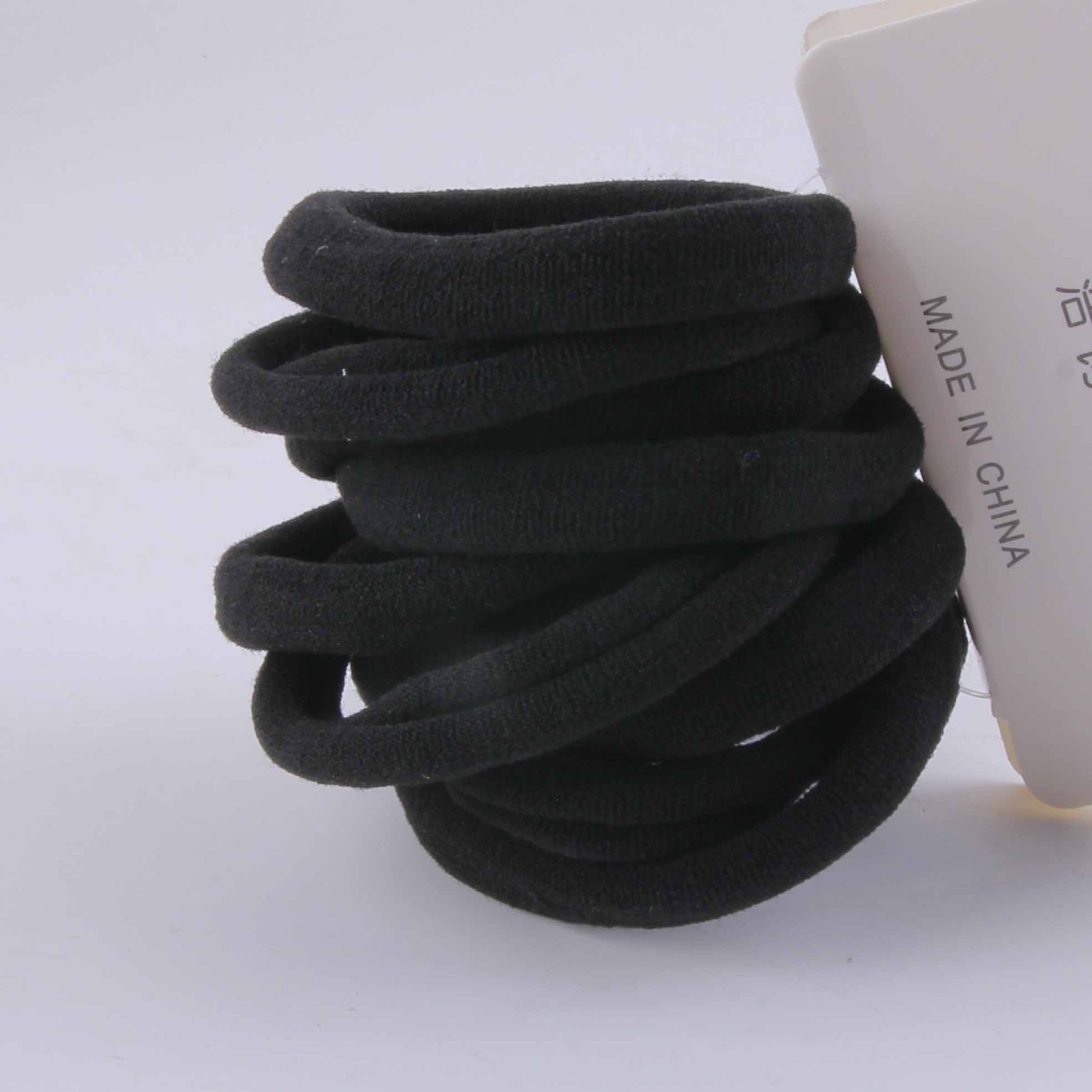 10-Pack Black Cotton Hair Tie