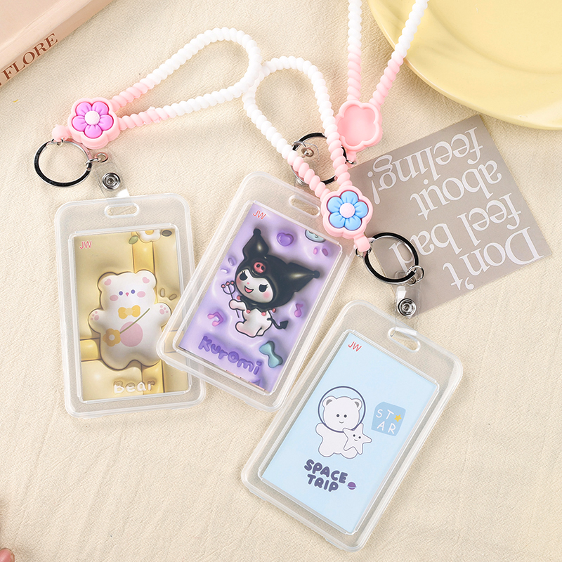 Flower Silicone Rope Card Holder with Short Rope