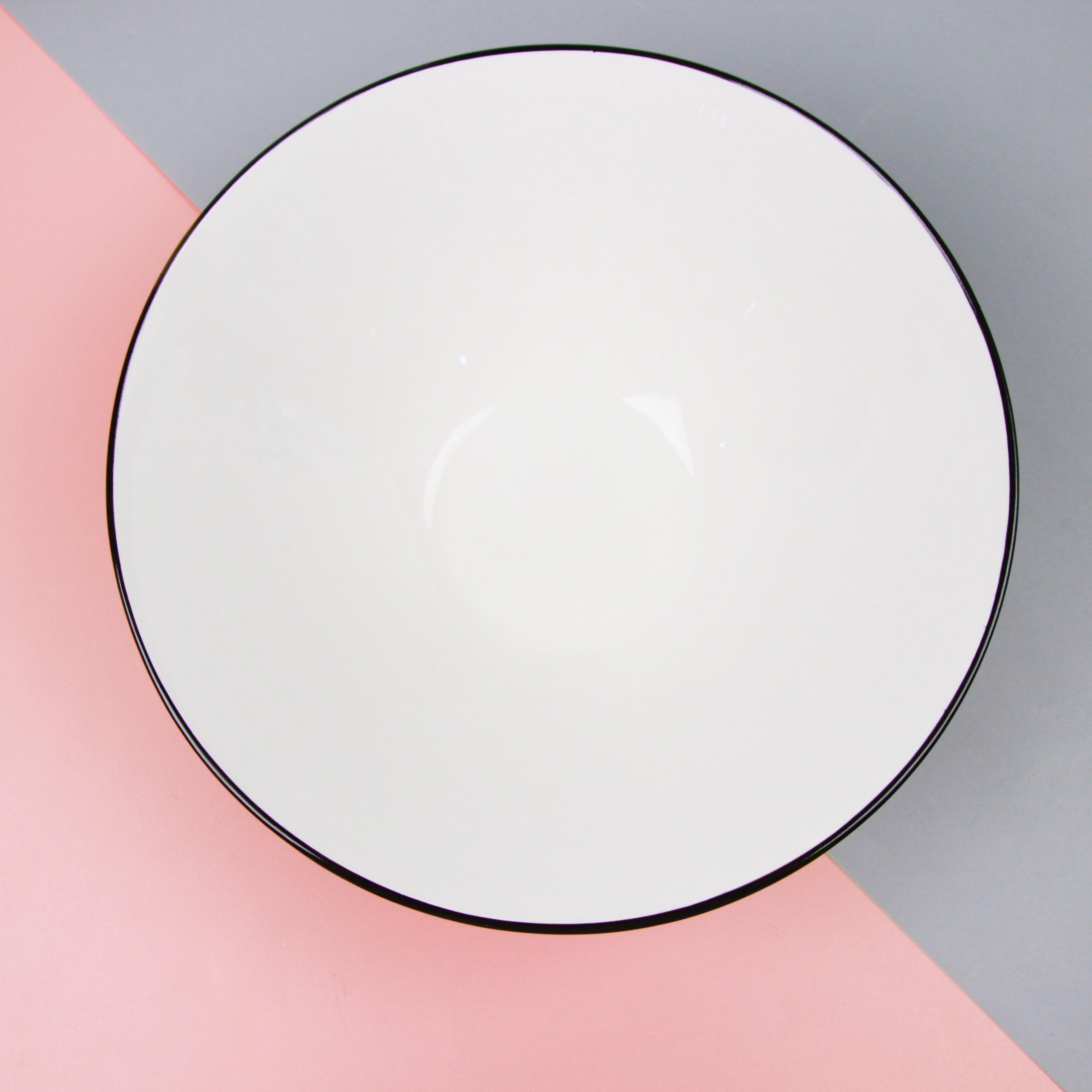 8 Inch Black Rim White Conical Bowl