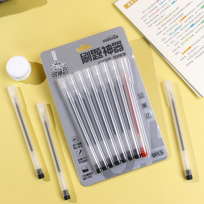 8-Pack Exam Gel Pen Black & Red
