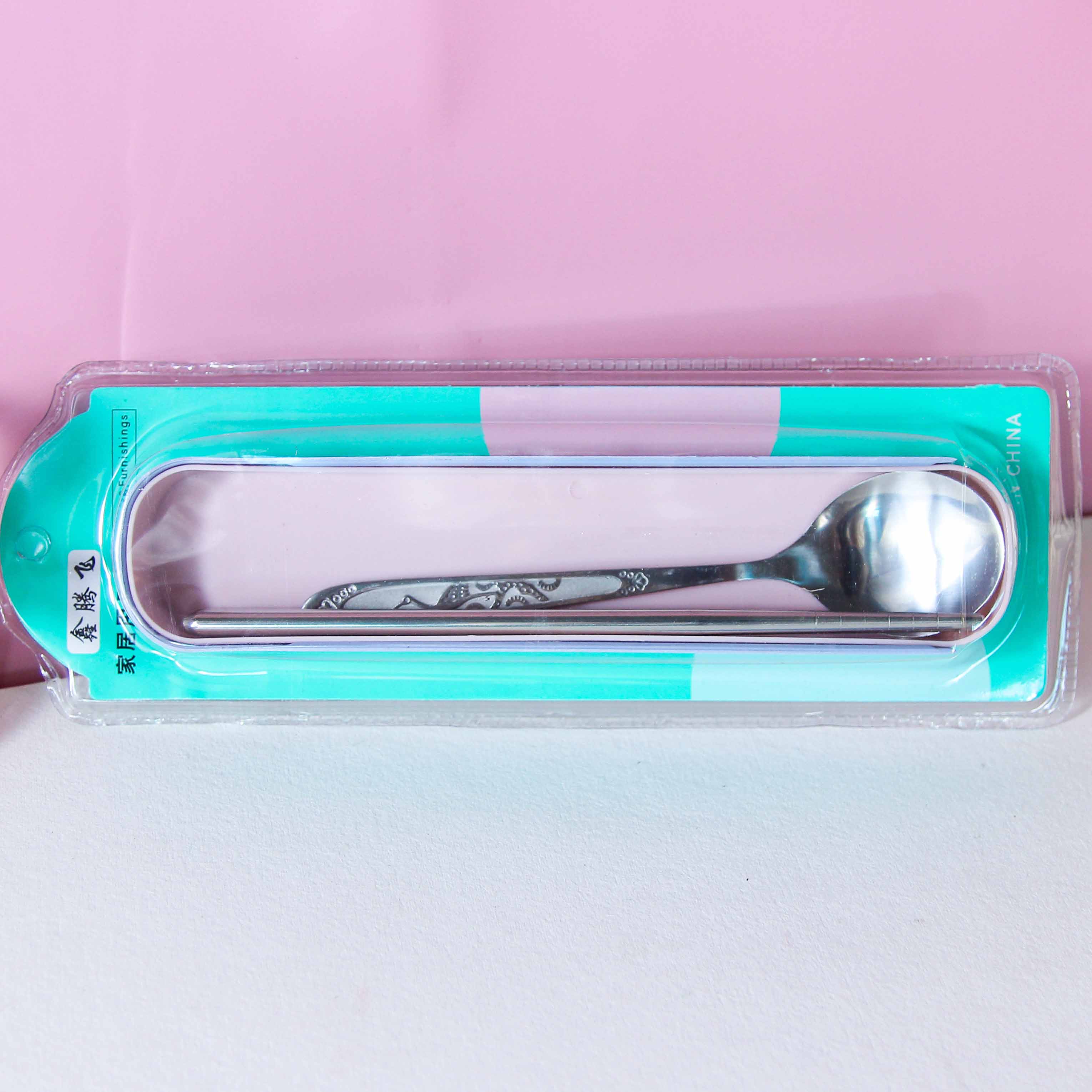 Carded Stainless Steel Chopsticks and Spoon Set