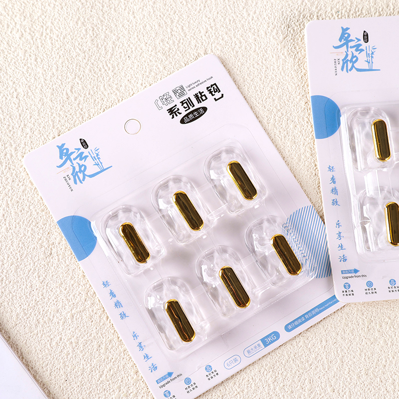 6 Pack Transparent Adhesive Hooks