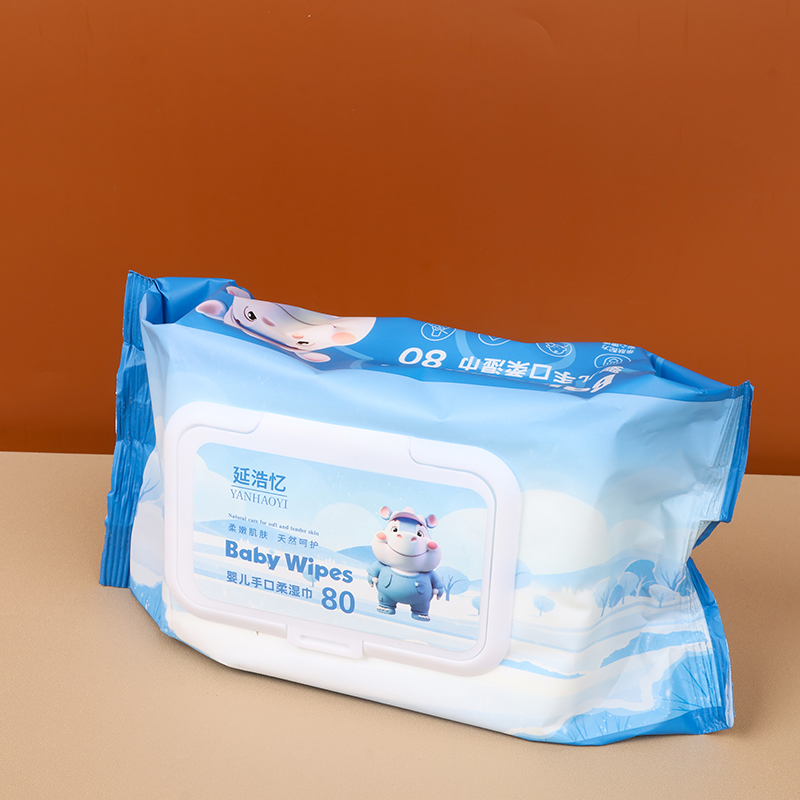 Yanhao Yi 0040 Blue Baby Hand Mouth Wet Wipes 60pcs Paper Fabric